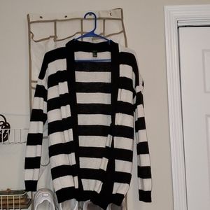 Black and white striped sweater cardigan